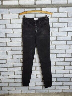 • Vervet Women's High-Rise Skinny Denim Jeans Button Fly Size 27 Black Love Bug